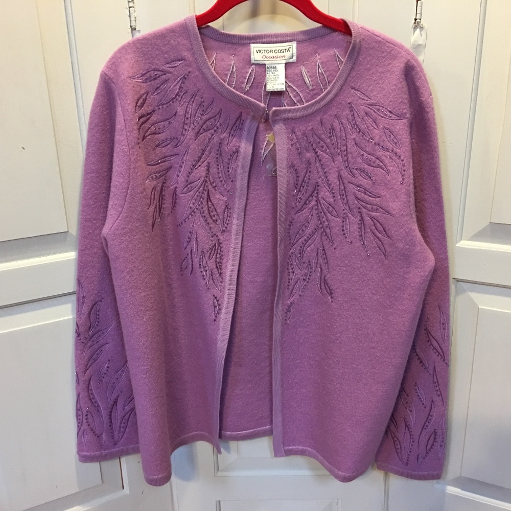 Victor Costa Embellished Wool Jacket